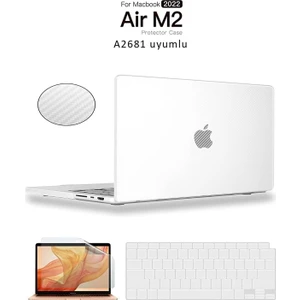 Macbook Air 13.6 Inç M2 Çip A2681 Tam Uyumlu Alt Üst Kılıf + Klavye Kılıfı + Ekran Koruyucu Film