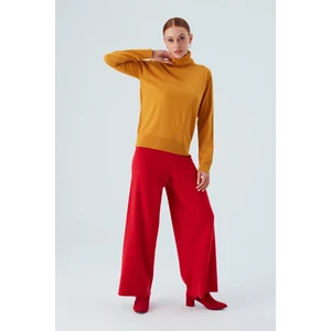 Valerıa Pullover Boğazlı Ince Kadın Triko Kazak Sarı