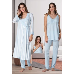 Effortt Kadın Lohusa Hamile Sabahlıklı Pijama Takımı 9034