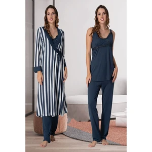 Effortt Kadın Lohusa Hamile Sabahlıklı Pijama Takımı 9034