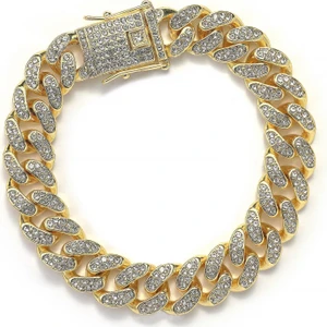12 Mm. Kalın Taşlı Gold Alloy Bayan Bileklik ER02SR