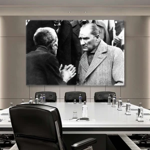 SML Tablo Halkı Dinleyen Mustafa Kemal Atatürk Büyük Önder Kanvas Tablo