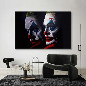 SML Tablo Kırmızı Ceketli Yeşil Saçlı Joker ve Yansıması Ilüstrasyon Gotham City Kanvas Tablo