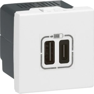 077592 Armada Ikili USB Priz 2m, 5V, 3A, A+C Tipi, Telefon Şarjı Için Beyaz