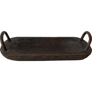 Boho Bazzar Ağacı  El Yapımı Bavola Kulplu Oval Sunum Tepsisi 47*21*4cm