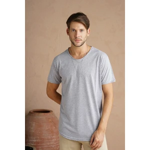 Cool Tarz Gri Erkek Oval Kesim Slim Fit Pis Yaka Salaş T-Shirt