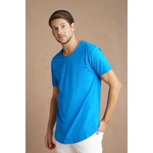 Tarz Cool Saks Erkek Oval Kesim Slim Fit Pis Yaka Salaş T-Shirt