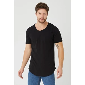 Cool Tarz Siyah Erkek Oval Kesim Slim Fit Pis Yaka Salaş T-Shirt