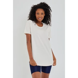 Tarz Cool Women Ekru Pis Yaka Salaş T-SHIRT-XKTCPS001R11S