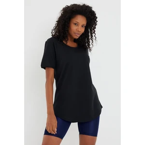 Tarz Cool Women Siyah Pis Yaka Salaş T-SHIRT-XKTCPS001R16S