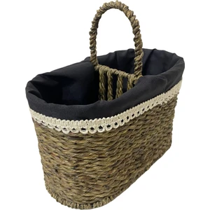 Boho Bazzar Hasır El Yapımı 2 Bölmeli Kulplu Kaşıklık 22*14*12CM