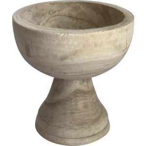 Boho Bazzar Paulownıa Ağacı El Yapımı Elora  Ayaklı Yuvarlak Sunum Kasesi 22*22CM
