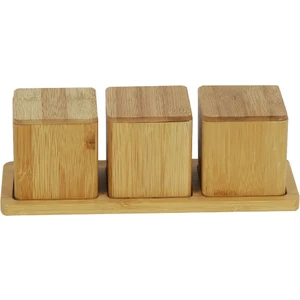 Boho Bazzar B2402 Basso 3'lü Bambu Saklama Kabı