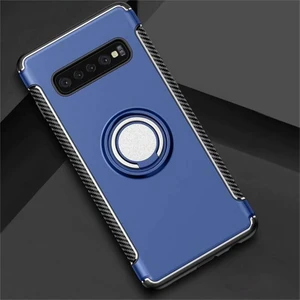 Samsung Galaxy S10 Kılıf Armor Yüzüklü Telefon Kılıfı Mavi