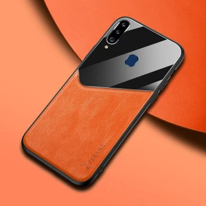 Samsung Galaxy A20S Kılıf Zebana New Fashion Deri Kılıf Turuncu
