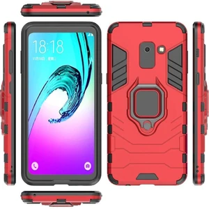 Samsung Galaxy J6 2018 Kılıf Verüs Yüzüklü Silikon Kenar Kılıf Kırmızı