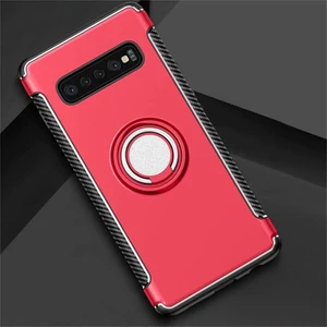 Samsung Galaxy S10 Kılıf Armor Yüzüklü Telefon Kılıfı Kırmızı