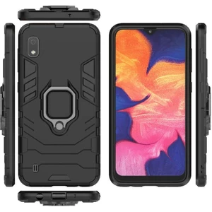 Samsung Galaxy A10 Kılıf Verüs Yüzüklü Silikon Kenar Kılıf Siyah