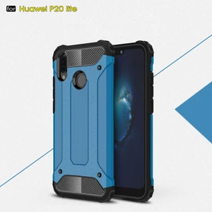 Huawei P20 Lite Kılıf Zırhlı Silikon Kılıf Mavi