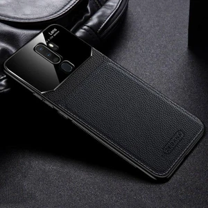 Oppo A9 2020 Kılıf Zebana Lens Deri Kılıf Siyah
