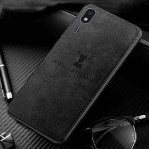 Galaxy A2 Core Kılıf Silikon Kenar Kumaş Kılıf Siyah