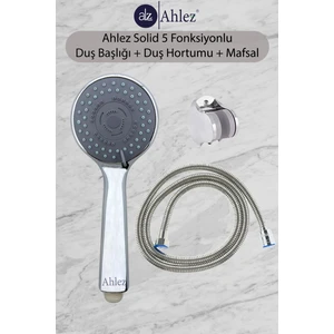 Solid 5 Fonksiyonlu Duş Başlığı + Duş Hortumu + Büyük Mafsal Duş Seti