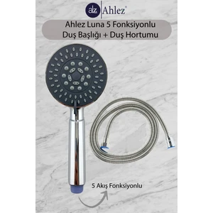 Luna 5 Fonksiyonlu Duş Başlığı + Spiral Duş Hortumu Duş Takımı Duş Seti