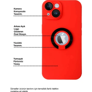 Kzy Apple iPhone 11 Pro Max Kapak Kamera Korumalı Standlı Logo Açık Yüzüklü Silikon Kılıf - Mavi - Beyaz