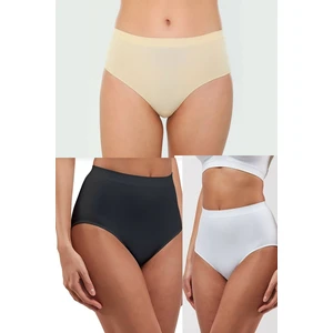 Valeria Fratta 3'lü Yüksek Bel Lazer Kesim Iz Yapmayan Dikişsiz Kadın Külot Siyah Beyaz Ten Mix Karışık Paket