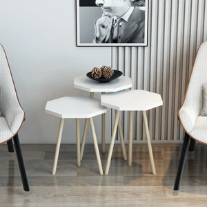 3'lü Zigon Sehpa Sekizgen Model Zigon Sehpa Gürgen Ayak