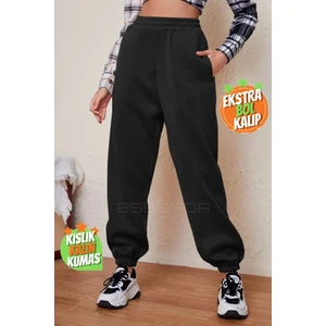 Kalın Şardonlu Kışlık Salaş Oversize Eşofman Altı Jogger 3 Iplik