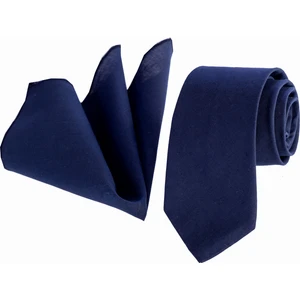 Exve Exclusive Lacivert Doğal Keten Kravat Mendil Seti Şık Tasarım ile Özel Hediyelik