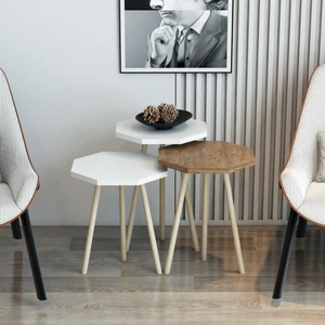 3'lü Zigon Sehpa Sekizgen Model Zigon Sehpa Gürgen Ayak
