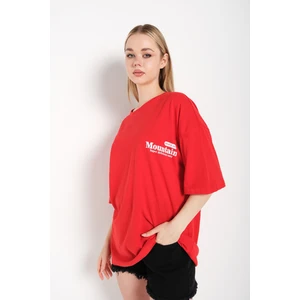 Kadın Oversize T-Shirt Mountain Baskılı Tshirt
