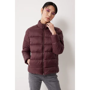 Regular Fit Normal Kesim Dik Yaka Mor Şişme Mont