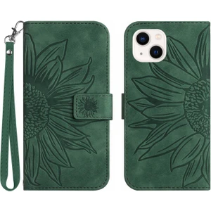 Xstep Case Apple Iphone 13 6.1 Inç Için Flip Telefon Kılıfı, HT04 Baskılı Ayçiçeği Stand Pu Deri Deri Touch Manyetik Cüzdan Kapağı Kayışlı (Yurt Dışından)