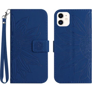 Xstep Case Apple Iphone 11 6.1 Inç Için Cilt Dokunuşu Hissi Flip Telefon Kasası, Basılmış Ayçiçeği Standı Anti-Damla Pu Deri Manyetik Cüzdan Kapağı Kayışlı (Yurt Dışından)