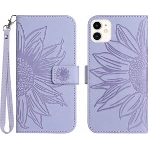 Xstep Case Apple Iphone 11 6.1 Inç Için Cilt Dokunuşu Hissi Flip Telefon Kasası, Basılmış Ayçiçeği Standı Anti-Damla Pu Deri Manyetik Cüzdan Kapağı Kayışlı (Yurt Dışından)