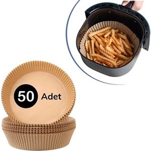 Fidan Merkezi 50 Adet Air Fryer Pişirme Kağıdı Tek Kullanımlık Hava Fritöz Yağ Geçirmez Yapışmaz Tabak Model