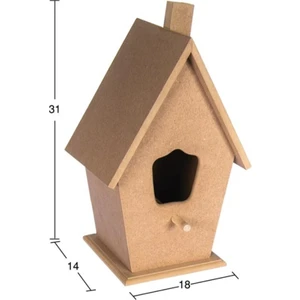KU237 Büyük Kuş Evi, Ahşap Boyama Mdf Kuş Evi