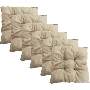 Vip Home Concept Dekoratif Pofidik Puf Sandalye Minderi  Kare 35X35X7 Cm-Krem(6 Adet)