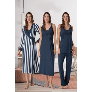 Effortt Kadın Pijama Takımı Gecelik Sabahlık Lohusa Hamile 4'lü Set 9036