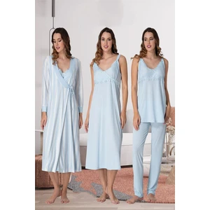 Effortt Kadın Pijama Takımı Gecelik Sabahlık Lohusa Hamile 4'lü Set 9036