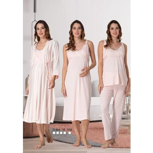 Effortt Kadın Pijama Takımı Gecelik Sabahlık Lohusa Hamile 4'lü Set 9036