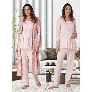 Effortt Kadın Lohusa Hamile Sabahlıklı Pijama Takımı 9044