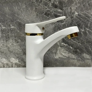 Beyaz Gold Yüksek Gövde Lavabo Batarya