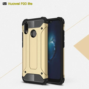 Huawei P20 Lite Kılıf Zırhlı Silikon Kılıf Gold
