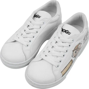 Unisex Çocuk Vegan Deri Beyaz Sneakers - The Wise Owl Tasarım