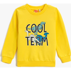 Dinozor Baskılı Sweatshirt Uzun Kollu Bisiklet Yaka