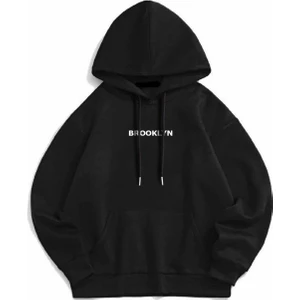 Leone Koleksiyon Kapüşonlu Siyah Sweatshirt Brooklyn Baskılı